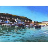 Jeremy SANDERS (British b. 1969) 'Porthleven Harbour', Oil on board, Titled verso, Signed lower