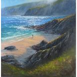 Richard BLOWEY (b. 1947) Treen Beach near Gurnard's Head, Oil on canvas, Signed lower left, 32" x