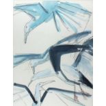 Barbara KARN (British b.1949) (St. Ives Society of Artists) 'Gulls Landing' - Seagulls,Mixed media -