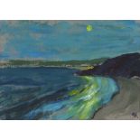 Robin PICKERING (British b. 1945) 'Moon over Porthminster', Oil on board, Signed, titled & dated