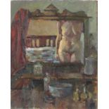 Pat ALGAR (British 1939 - 2013)  Nude Female Torso Reflected in the Glass of a Dressing Table