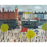 Alan FURNEAUX (British b.1953) 'Embankment' - London, Oil on board, Signed lower right, 13.75" x