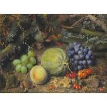 Frederick Thomas BAYNES (British 1824-1874) Still life - Melon, Grapes, Red Currants, Rose Hips &