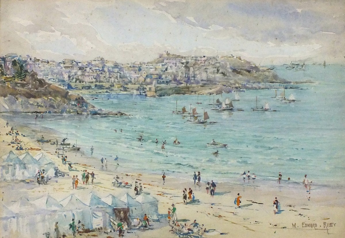 William Edward RILEY (British 1852-1937) Porthminster Beach and the Harbour, St.Ives, Cornwall,