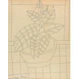 Bryan PEARCE (British 1929-2007) Potted Plant, Pen & ink drawing, Signed lower left, 17.5" x 13.