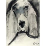 Valerie DAVIDE (British 1938-?) (St Ives Society of Artists) Portrait of a Basset Hound, Charcoal