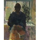 Pat ALGAR (British 1939 - 2013)  'In Front of Window' - portrait of a seated female figure , Oil
