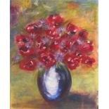 Elaine OXTOBY (British b.1957) 'Pot of Colour' - Floral Still Life, Acrylic on canvas board,