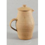 Leach Pottery Coffeepot, the baluster shaped body with a celadon glazed interior and impressed