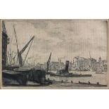 Douglas Ian SMART (British 1879-1970) 'Thames Foreshore', Etching, Signed lower right, 5.75" x 9" (