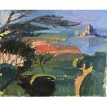 Pat ALGAR (British 1939 - 2013) St. Michael's Mount from Marazion - Sunset, Oil on canvas, Unframed,