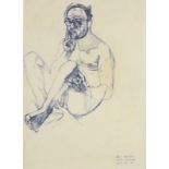 John Randall BRATBY (British 1928-1992) 'Self Portrait', Ballpoint pen on paper, Titled, signed,