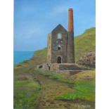 Rex O'DELL (British b.1934) 'Wheal Coates Mine nr Chapel Porth', Acrylic on board, Titled & signed