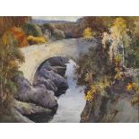 John Gutteridge SYKES (British 1866-1941) Stone Bridge in Forest Landscape, Watercolour, Signed