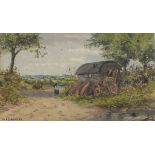 William Croxford EDWARDS (AKA William Edward CROXFORDS) (British 1851-1926) Gypsy Caravan on a