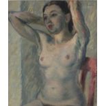 Christopher SANDERS RA (British 1905-1991) Half Length Portrait of a Seated Female Nude, Oil on