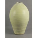 William MARSHALL (British 1923-2007) celadon glazed baluster shaped vase, with a flattened neck,