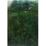 Pat ALGAR (British 1939 - 2013) Meadow Landscape,Portrait of a Standing Female Nude verso, Oil  on