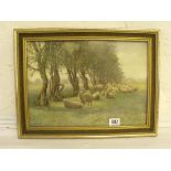 P .W. Butler – Sheep shading under trees 10” x 14” signed