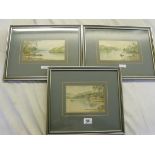 F Walters – Views on the Dart 4” x 6” a group of 3 signed and inscribed