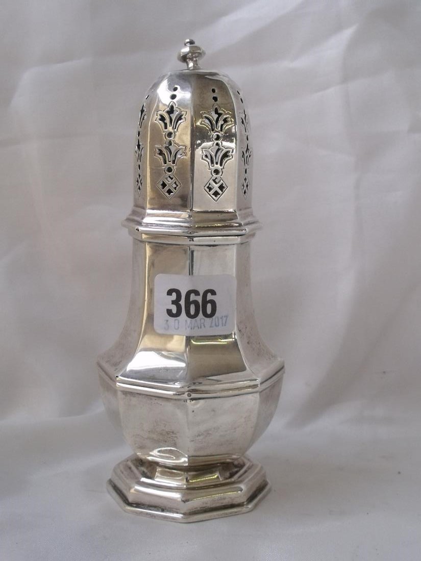 A large octagonal sugar caster 7” high Birm 1927 190g