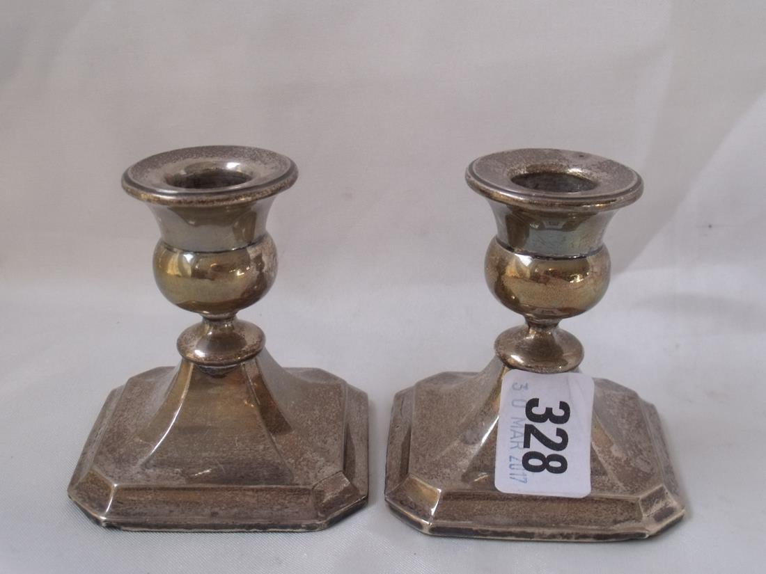 Pair dwarf candle sticks 3” high Birm 1925 by S & Co