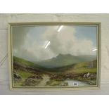 Reginal D Sherrin - Dartmoor landscape with pool 14 ½ “ x 20” signed