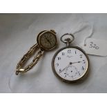 Longines silver cased gents pocket watch and a ladies RG wrist watch