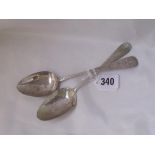 Exeter – a bright cut table spoon by JH also a shell back bottom struck dessert spoon 55g