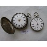 Silver gents hunter pocket watch also an open faced example