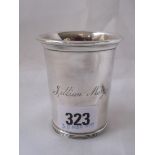 French thimble shaped beaker with applied rim 2.5” dia 70g