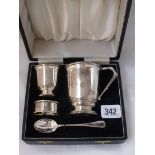 Art deco four piece matching christening set 3.5” over handle Birm mod by S & M 100g