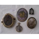 An antique Victorian black enamel and gilt memorial locket also another etc