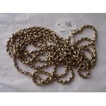 A GOOD LONG 9CT GUARD CHAIN 42.8G