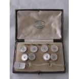 A set of 18ct gold and mother of pearl antique buttons in original box