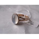 A single moonstone gold mounted ring size 'O'