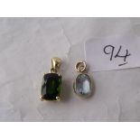 A 9ct mounted Tourmaline pendant 9x7mm also another stone set 9ct pendant