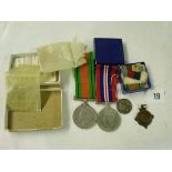 1939/45 war medal & defence medal and 2 badges