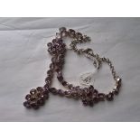 Impressive Amethyst and silver necklace set with various large amethyst stones 49 in total largest