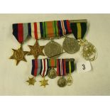 Group of 5 WWII medals including territorial bar plus miniatures