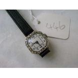 Ladies octagonal 18ct white gold diamond set wrist watch