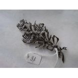 A very large silver & marcasite articulated flower spray brooch 10cm long hall marks for Birm 1932