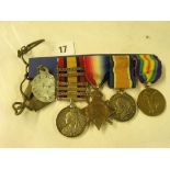 Victorian South Africa war medal with 5 bars and a WWI trio Spr. C.F. Franklin R.E. (No. 5423)