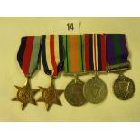 Group of medals including General Service medal with Palestine bar to W.O R. Everard REMF.