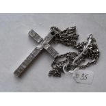 Large heavy silver cross Birm 1972 by AJM on silver coloured chain total weight 66g