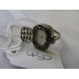 Unusual ladies marcasite ring watch