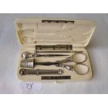 Antique silver boxed sewing set