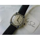 Ladies diamond & blue stone set vintage cocktail watch