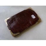 Large vintage skin gents wallet set with 9ct gold mounts 16.5cm X 10cm