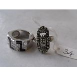 Silver & marcasite dress ring also a silver and stone set band